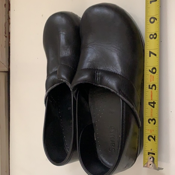 SANITA WEDGE CLOGS BLACK SZ 40 USA 9.5 PREOWNED HEEL MULES - Picture 4 of 16